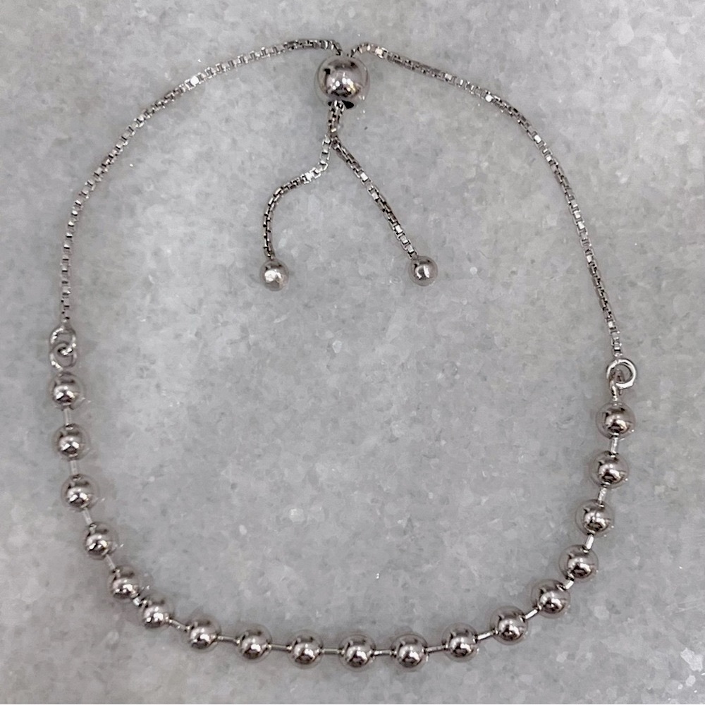 Sterling Silver Multi Beaded Ball BOLO Bracelet